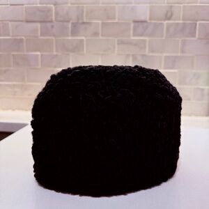 Vintage Hat Cap Persian Black Curly Lamb/Sheep Wool - 22.5" diameter